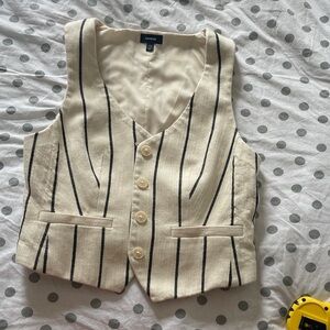 Express Ivory and Black Pinstripe Vest